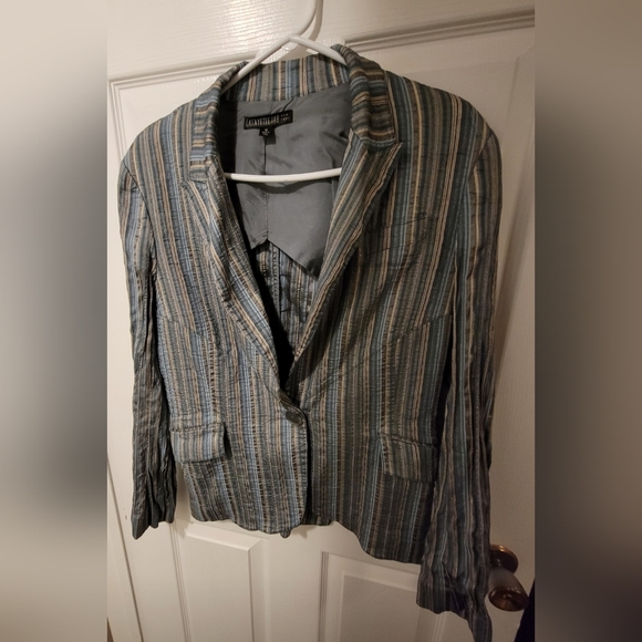 Lafayette 148 Vintage Turquoise-Gold Blazer, size 12 - Picture 5 of 6